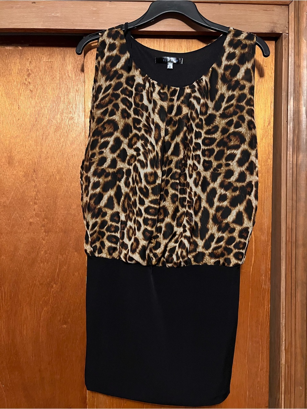 Snap Leopard-Print and Black Mini Dress